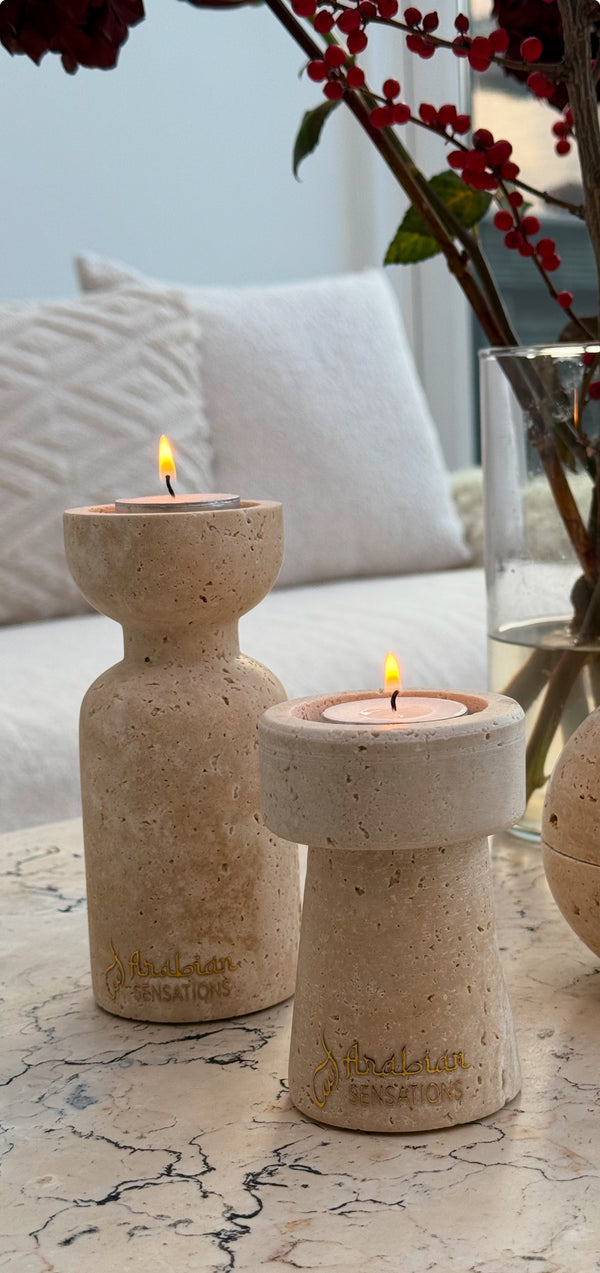 Travertine Tealight Candle Holder Set