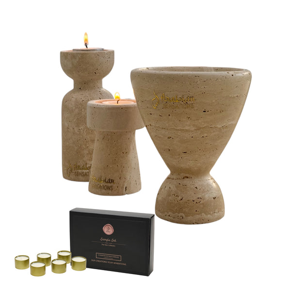 Travertine Vessel Set + FREE CANDLE SET